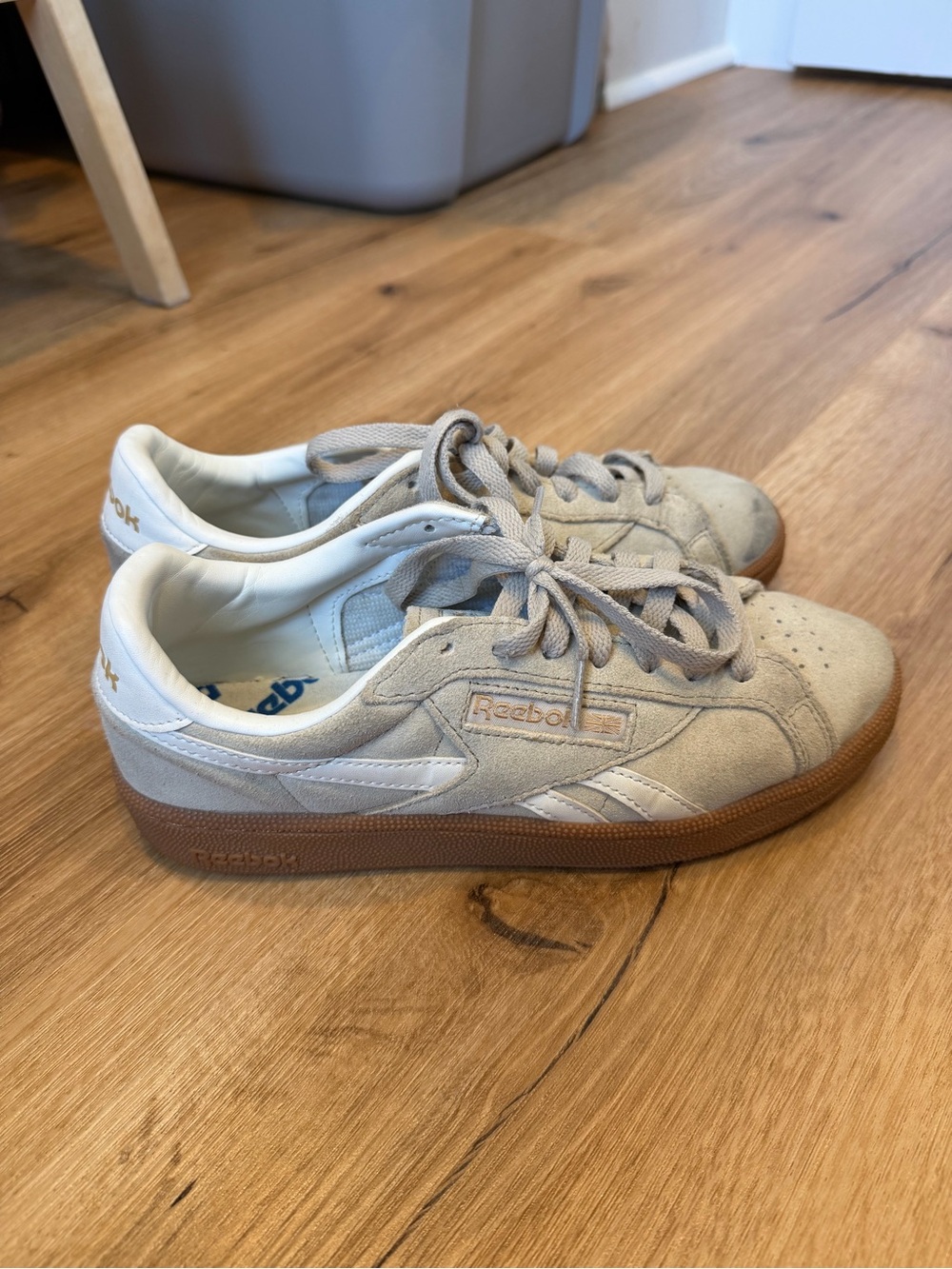 Reebok Beige Suede Sneakers with Gum Sole